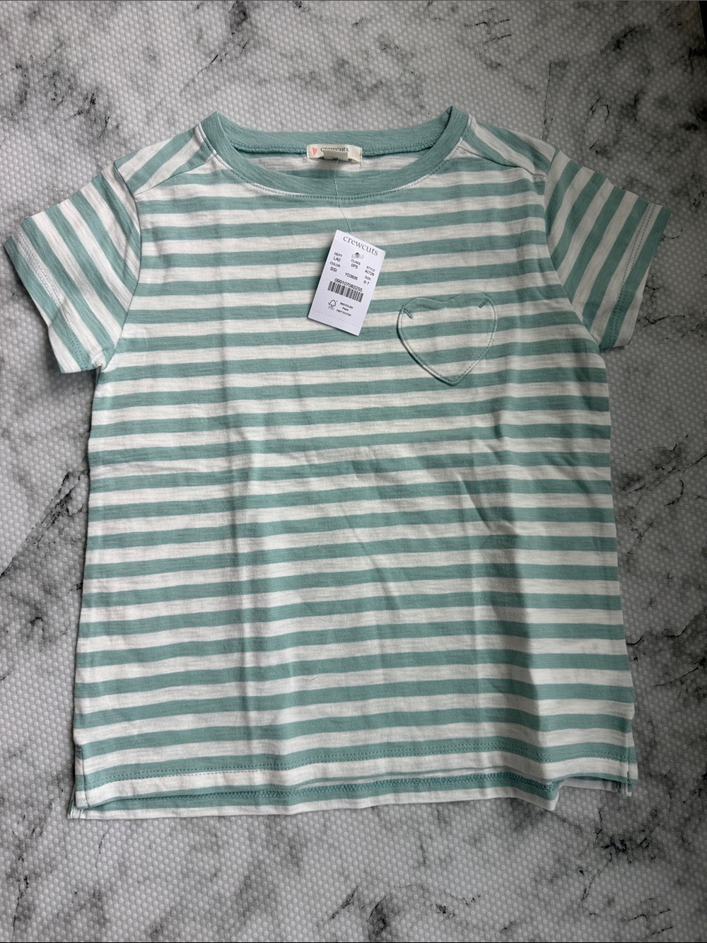 NWT crewcuts Girls' Mint & White Striped Short-Sleeved Tee
